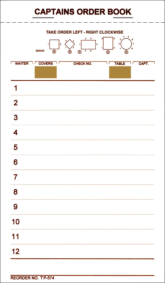 4 PART CAPTAINS ORDER PAD